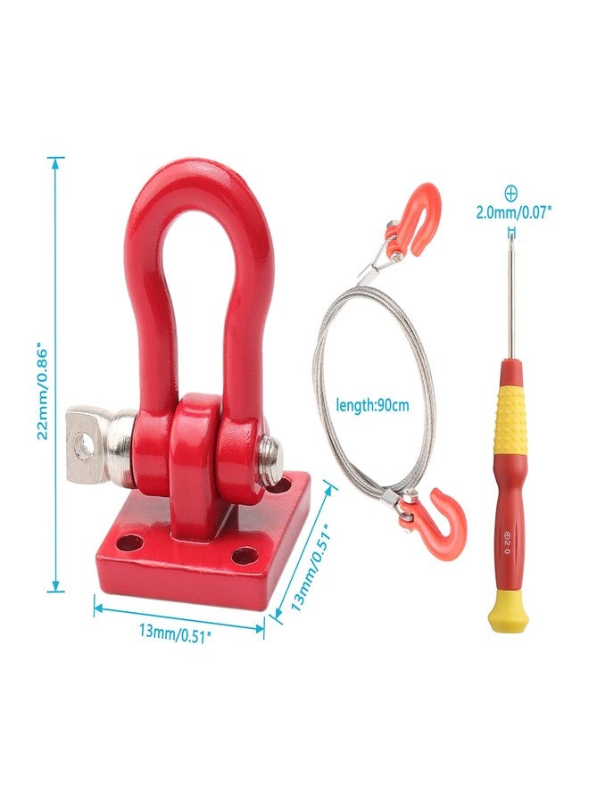 Rchobbytop RC Trailer Hooks 2-Pack Metal Trailer Chain Rope with Tow Hook Winch Shackles for Axial SCX10 Tamiya CC01 TF2 D90 D110 HILUX Wraith Tundra 1/10 RC Rock Crawler Truck Scale Decor Accessories, Red - Image 2